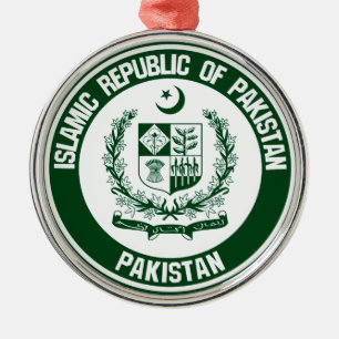 Pakistan Round Emblem Metal Tree Decoration