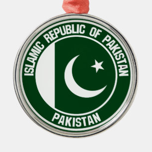Pakistan Round Emblem Metal Tree Decoration