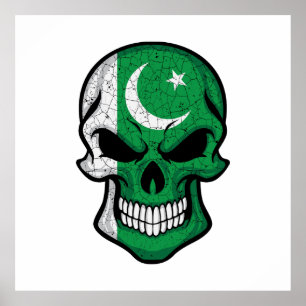 Pakistan Smiling Skull Flag Poster
