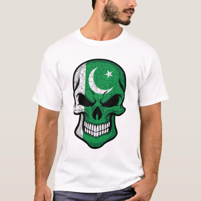 Pakistan Smiling Skull Flag T-Shirt (Front)
