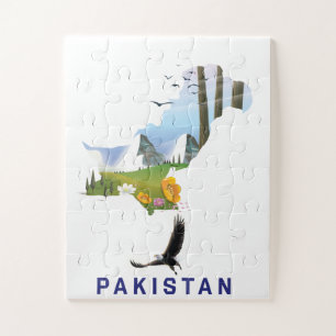 Pakistan travel poster map jigsaw puzzle