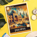 Pakistan | Vintage Painting Postcard<br><div class="desc">Transport yourself to the colourful streets of Pakistan with our enchanting Vintage Postcard. This exquisite illustration captures the essence of Pakistan's rich culture and heritage in a vintage painting style, chraacterised by expressive brushstrokes and a vibrant colour palette. Blending abstraction and realism, the subject's likeness emerges amidst a captivating array...</div>