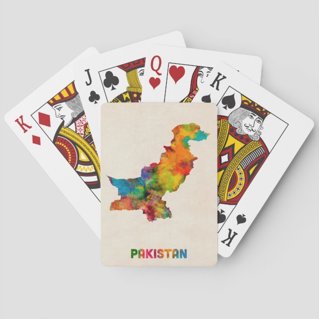 Pakistan Watercolor Map Playing Cards (Back)