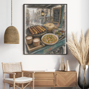 Pakistani BBQ Street Food Cart Poster