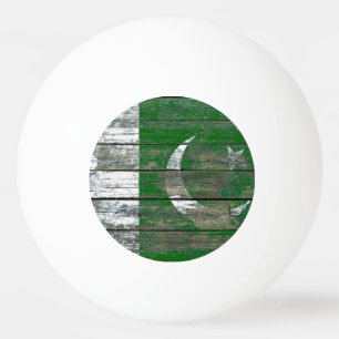 Pakistani Flag on Rough Wood Boards Effect Ping Pong Ball