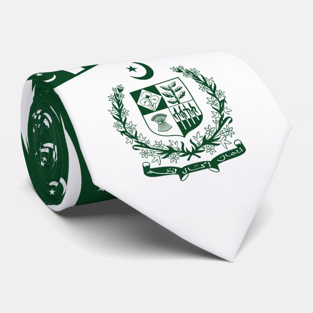 Pakistani Flag & State Emblem, Flag of Pakistan Tie (Rolled)
