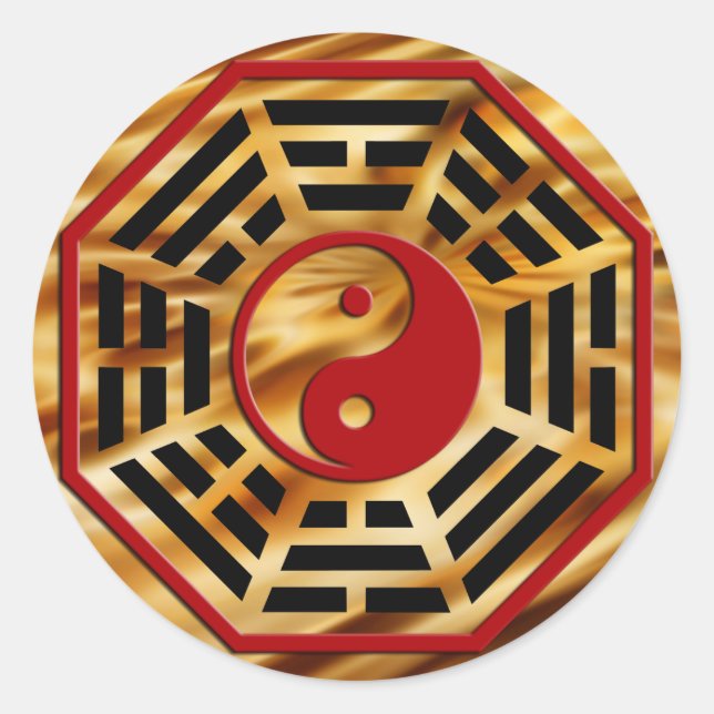 PaKua | dark orange waves Classic Round Sticker (Front)