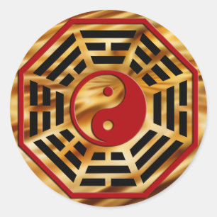 PaKua   dark orange waves Classic Round Sticker