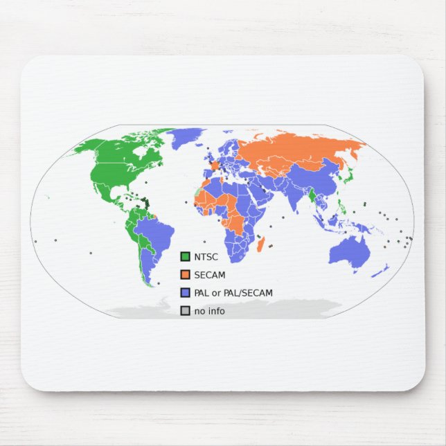 PAL NTSC SECAM TV World Map Mouse Mat (Front)