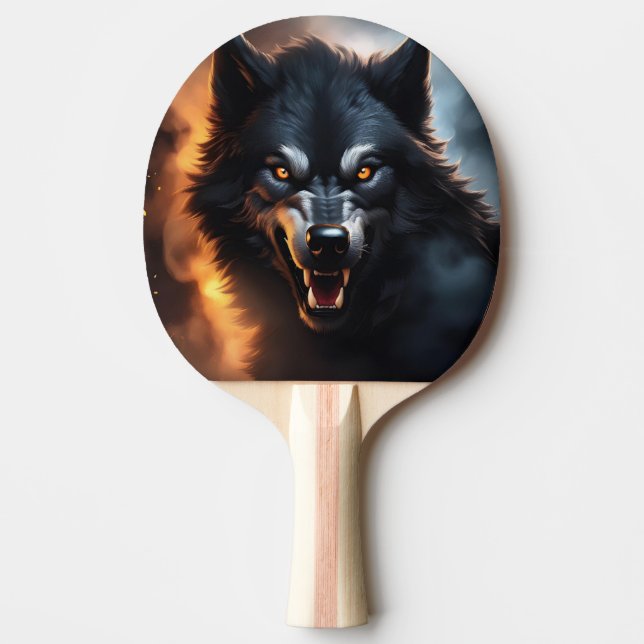 Pala de Ping Pong Lobo con Postura Agresiva Paddle (Front)