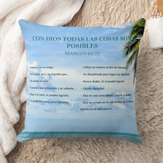 Palabras Motivacionales Logrando Metas Cielo Azul Cushion (Blanket)