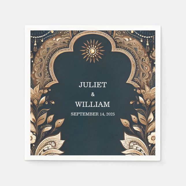 Palace Hindi Henna Mehndi Indian Style Wedding Napkin (Front)