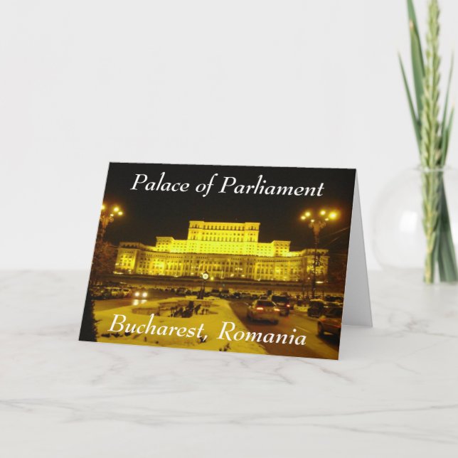 Palace of Parliament, Bucharest, Romania Holiday Card (Front)