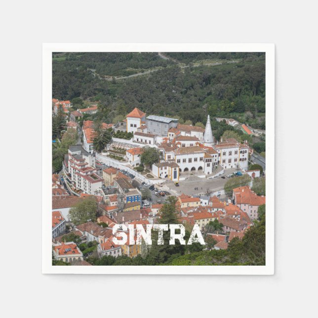 Palace of Sintra from above in Sintra, Portugal Napkin (Front)