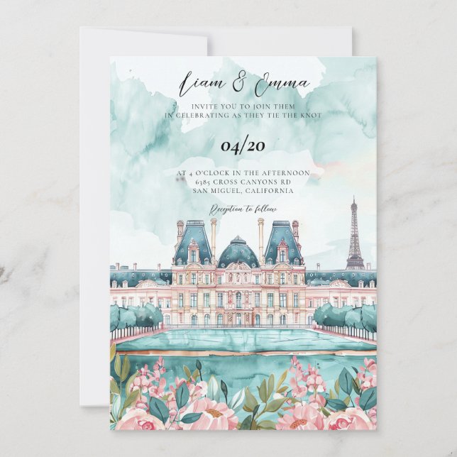 Palace Of Versailles France Landscape Wedding Invitation (Front)