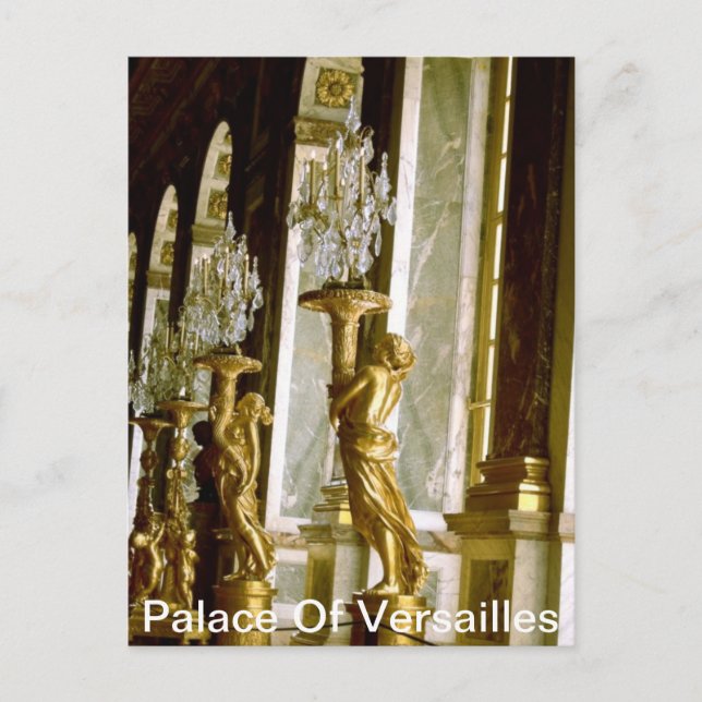 Palace of versailles Hall of mirrors Golden statue Postcard (Front)