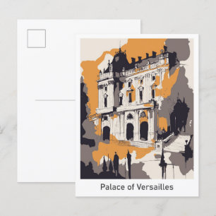 Palace of Versailles Vintage Travel Illustration Postcard