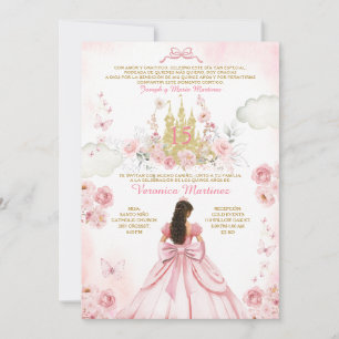 Palace Spanish Blush Pink Princess 15 Años Invitation