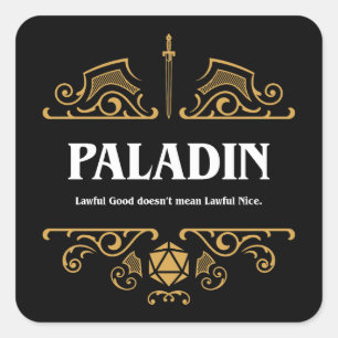 Paladin Class Tabletop RPG Gaming Square Sticker