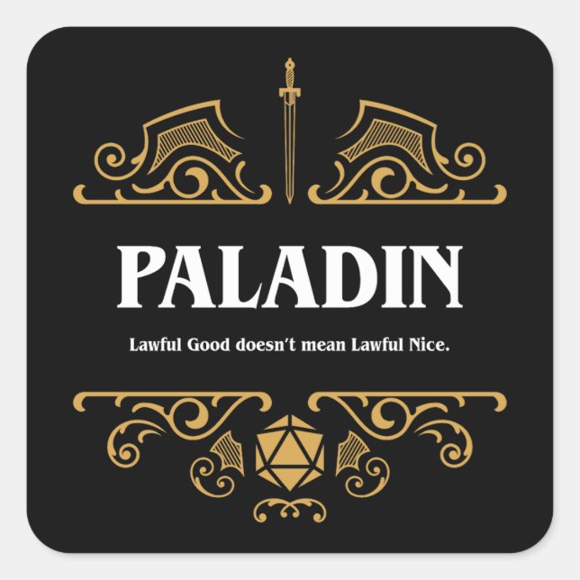 Paladin Class Tabletop RPG Gaming Square Sticker (Front)