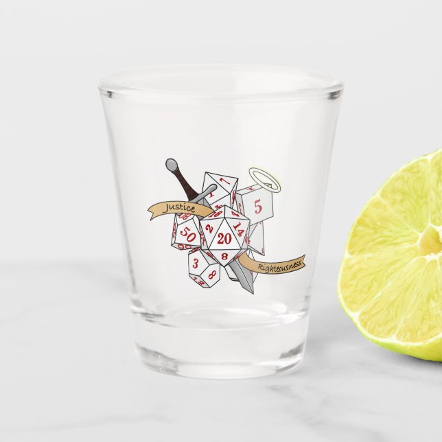 Paladin Dice Design Shot Glass (Front)