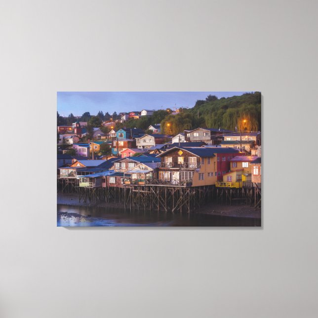 Palafito stilt houses, elevated view canvas print (Front)