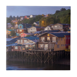 Palafito stilt houses, elevated view tile