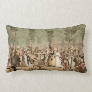 Palais Royal French Aristocrats Garden 1700s Lumbar Cushion