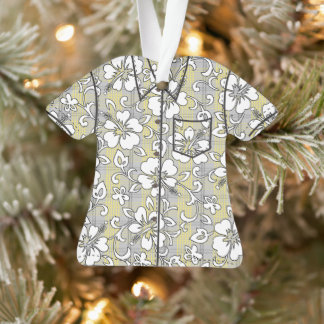 Palaka Pareau Hawaiian Check Hibiscus Aloha Shirt Ornament