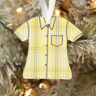 Palaka Plaid Aloha Shirt - Lemon Yellow Ornament