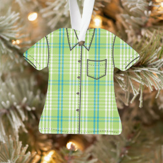 Palaka Plaid Aloha Shirt - Lime Green Ornament