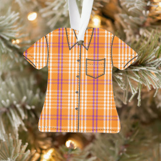 Palaka Plaid Aloha Shirt - Orange Ornament