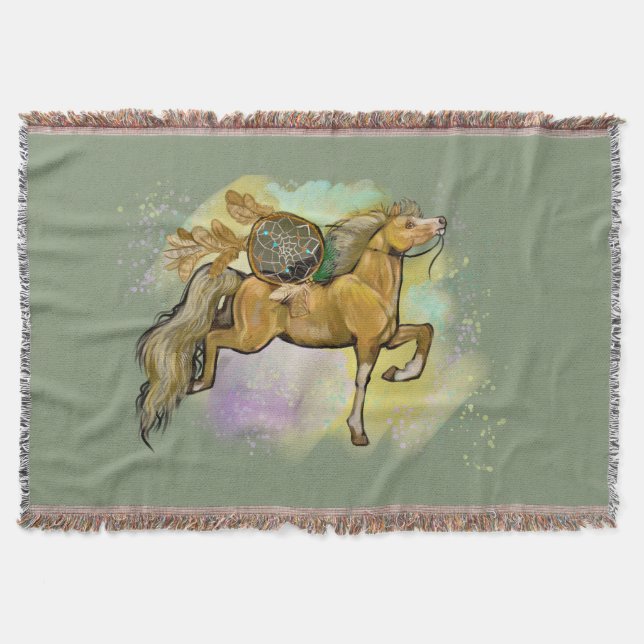 Palamino Dreamcatcher Horse Throw Blanket (Front)
