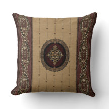 Palatial Elegance Red and Gold Throw Pillow
