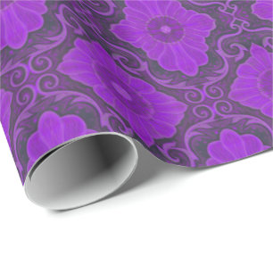 "Palatial floral" bohemian pattern purple & violet Wrapping Paper