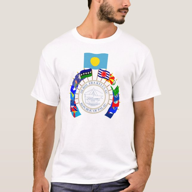 Palau Flags Pinwheel T-Shirt (Front)