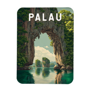 Palau Illustration Travel Art Vintage Magnet