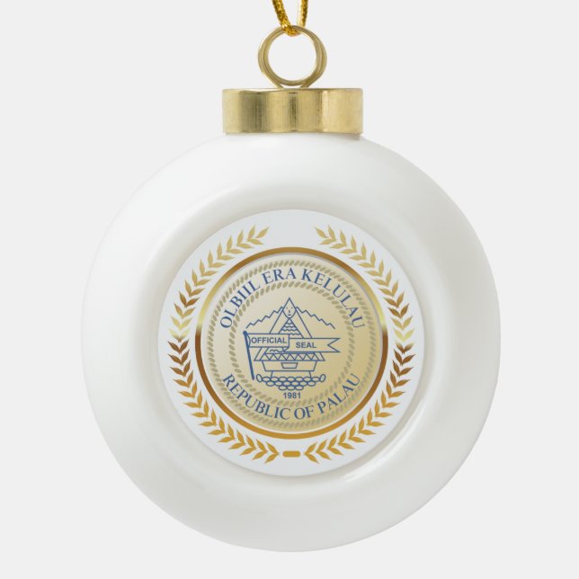 Palau Official Seal Ceramic Ball Christmas Ornament (Front)
