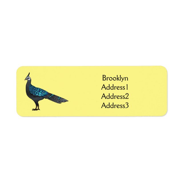 Palawan peacock pheasant bird cartoon illustration (Front)