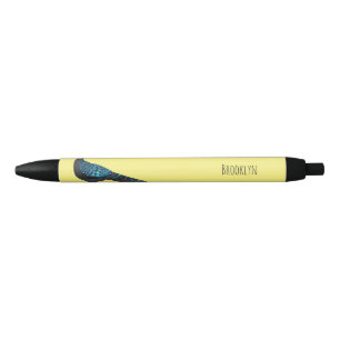 Palawan peacock pheasant bird cartoon illustration black ink pen