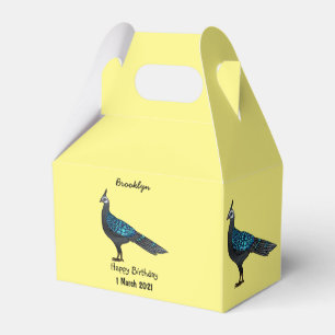 Palawan peacock pheasant bird cartoon illustration favour box