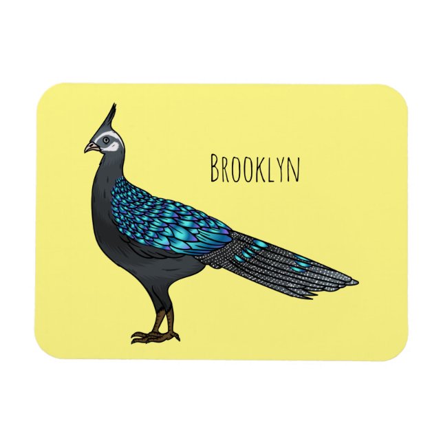 Palawan peacock pheasant bird cartoon illustration magnet (Horizontal)