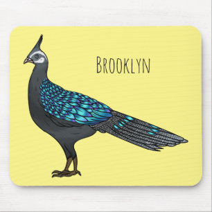 Palawan peacock pheasant bird cartoon illustration mouse mat