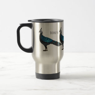 Palawan peacock pheasant bird cartoon illustration travel mug
