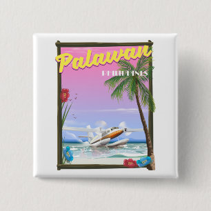 Palawan Philippines flight poster 15 Cm Square Badge