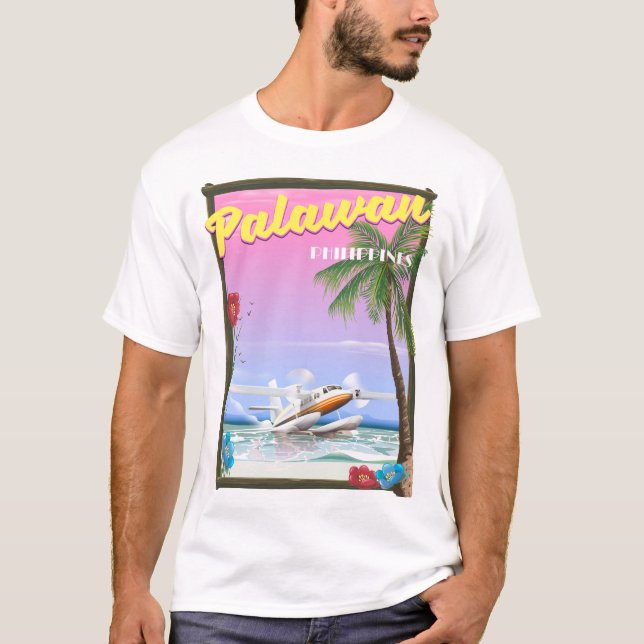 Palawan Philippines flight poster T-Shirt (Front)