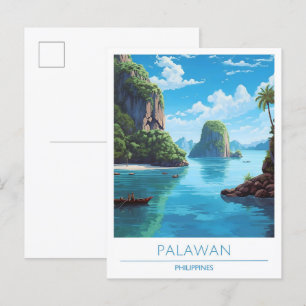 Palawan Philippines Vintage Travel  Postcard