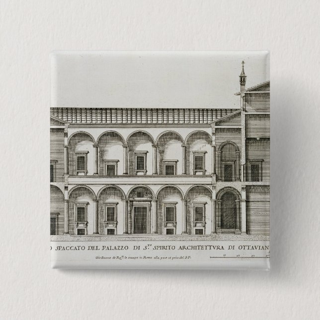 Palazzo di Santo Spirito, from 'Palazzi di Roma', 15 Cm Square Badge (Front)