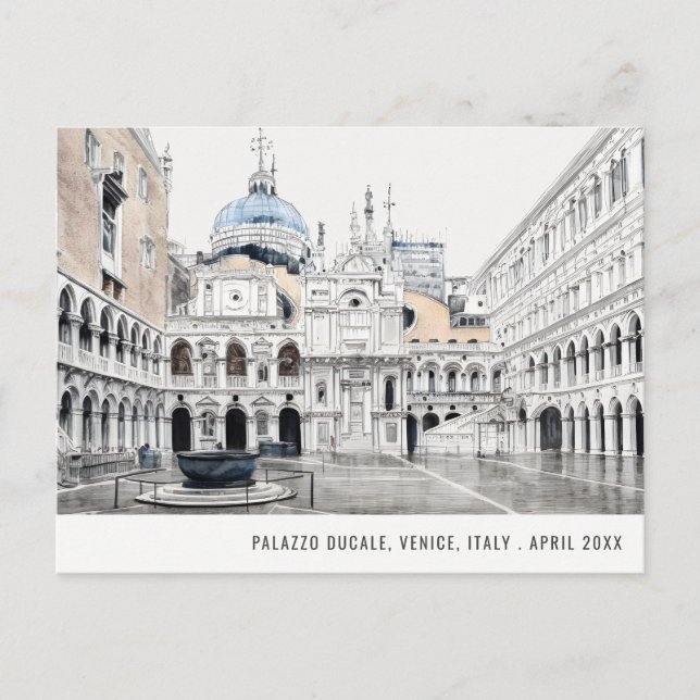 Palazzo Ducale Venice Italy Watercolor Travel Postcard (Front)