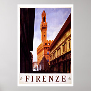 Palazzo Vecchio, Florence, Italy Vintage Travel Poster